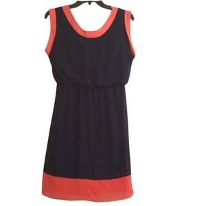 Enfocus Studio Navy Blue Orange Colorblock Sleeveless Dress Size 4